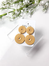 Load image into Gallery viewer, The Chunky Corduroy Round Dangles (also in silver)