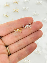 Load image into Gallery viewer, 18K Real Gold/925 Sterling Silver Plated Bow Ribbon Knot Stud Posts with 925 Sterling Silver Pins