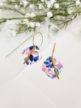Load image into Gallery viewer, The Purple Leaf Square Hoops (also in silver)