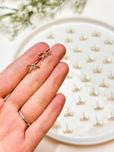 Load image into Gallery viewer, 18K Real Gold/925 Sterling Silver Plated Bow Ribbon Knot Stud Posts with 925 Sterling Silver Pins