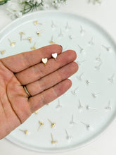 Load image into Gallery viewer, 18K Real Gold / 925 Sterling Silver Plated Heart Posts with 925 Sterling Silver Stud Posts