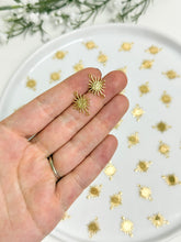 Load image into Gallery viewer, 18K Gold Plated Textured Brass Sun Connector with Two Holes