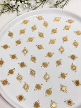 Load image into Gallery viewer, 18K Gold Plated Textured Brass Sun Connector with Two Holes