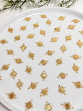 Load image into Gallery viewer, 18K Gold Plated Textured Brass Sun Connector with Two Holes