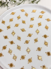 Load image into Gallery viewer, 18K Gold Plated Textured Brass Sun Connector with Two Holes