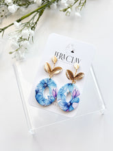 Load image into Gallery viewer, The Blue Watercolor Leafy Dangles (also in silver)