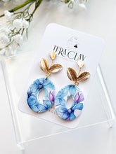 Load image into Gallery viewer, The Blue Watercolor Leafy Dangles (also in silver)
