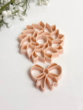 Load image into Gallery viewer, Wreath & Bow Set Christmas Tree Ornament Detailed Polymer Clay Cutter | Christmas Cutters