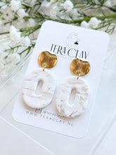 Load image into Gallery viewer, The White Marble Oval Dangles