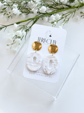 Load image into Gallery viewer, The White Marble Oval Dangles