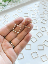 Load image into Gallery viewer, Real Platinum Plated Square Brass Bezel Connector | Nickel Free
