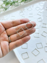 Load image into Gallery viewer, Real Platinum Plated Square Brass Bezel Connector | Nickel Free