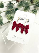 Load image into Gallery viewer, The Deep Red Bow Hoops (also in silver)