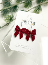 Load image into Gallery viewer, The Deep Red Bow Hoops (also in silver)