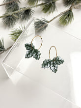 Load image into Gallery viewer, The Triple Holly Leaf Hoops (also in silver)