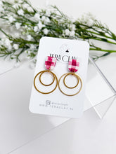 Load image into Gallery viewer, The Red Chevron Round Dangles (also in silver)