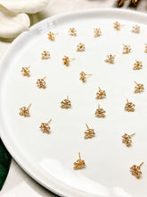 Load image into Gallery viewer, 18K Real Gold Plated Zircon Snowflake Stud Posts with 316 Surgical Stainless Steel Posts
