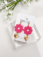 Load image into Gallery viewer, The Corduroy Flower Dangles in Barbie Pink

