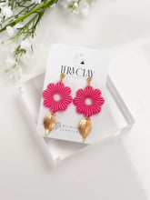 Load image into Gallery viewer, The Corduroy Flower Dangles in Barbie Pink
