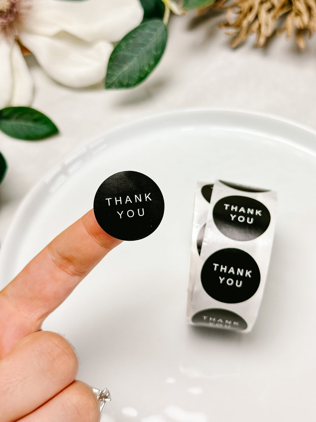 Roll of 500pcs “Thank You” Packing Stickers in Black