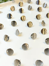 Load image into Gallery viewer, 18K Real Gold/White Gold Plated Textured Rounded Stud Posts with 316 Surgical Stainless Steel Posts
