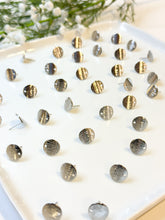Load image into Gallery viewer, 18K Real Gold/White Gold Plated Textured Rounded Stud Posts with 316 Surgical Stainless Steel Posts
