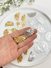 Load image into Gallery viewer, 18K Gold/Platinum Plated Large Half Sun with One Hole
