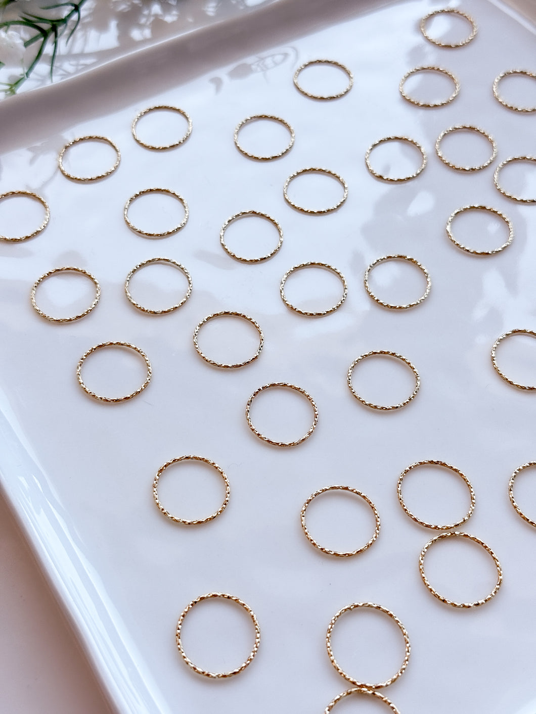 18K Gold Plated Textured Circle Bezel | Nickel Free (multiple sizes available!)