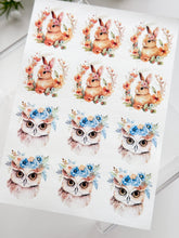 Load image into Gallery viewer, Transfer Paper 457 Floral Bunny &amp; Owl | Image Water Transfer
