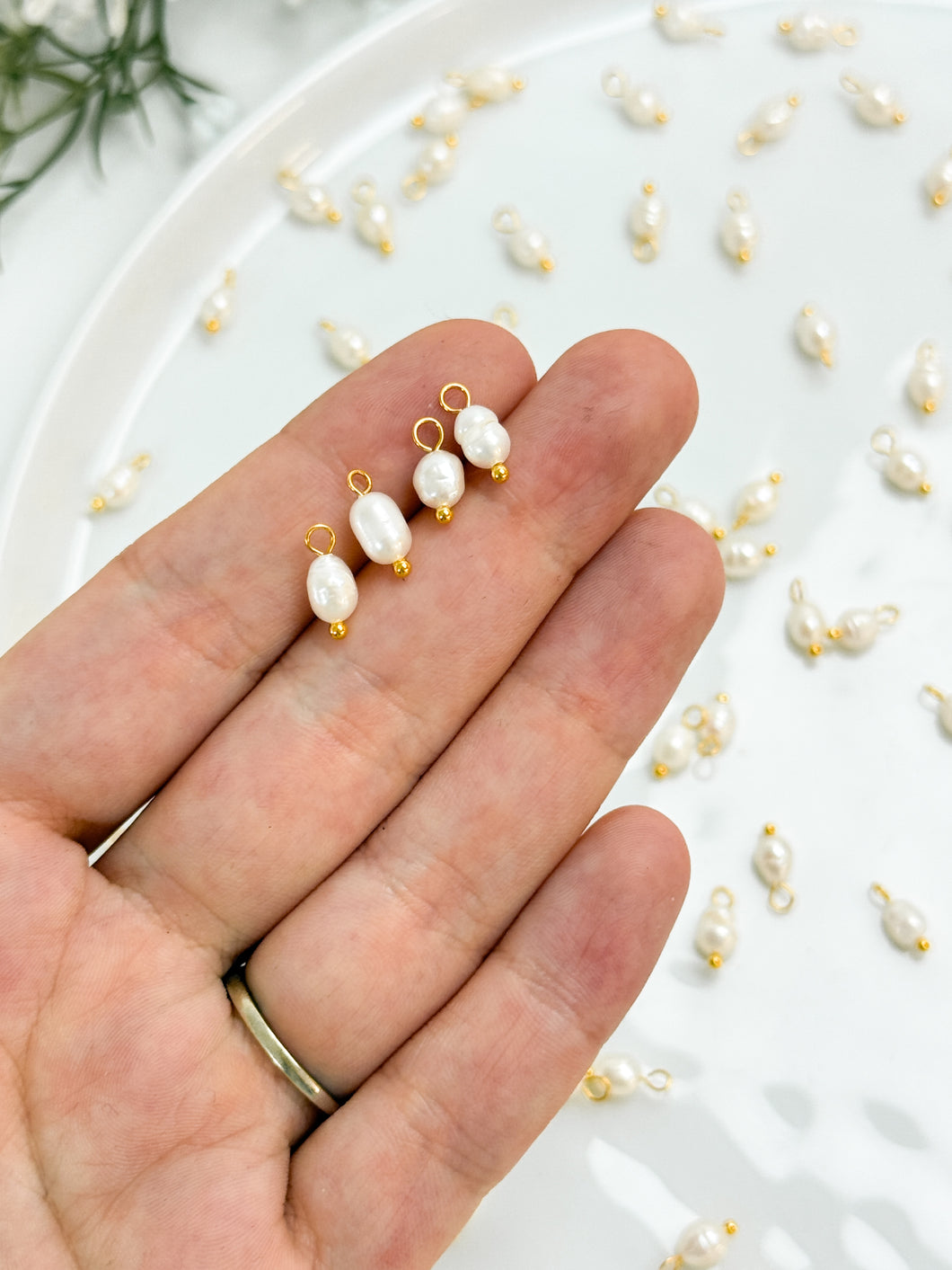 Golden Plated Natural Freshwater Pearl Charm