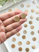 Load image into Gallery viewer, 18K Gold Plated Textured Circle Connector with Two Holes
