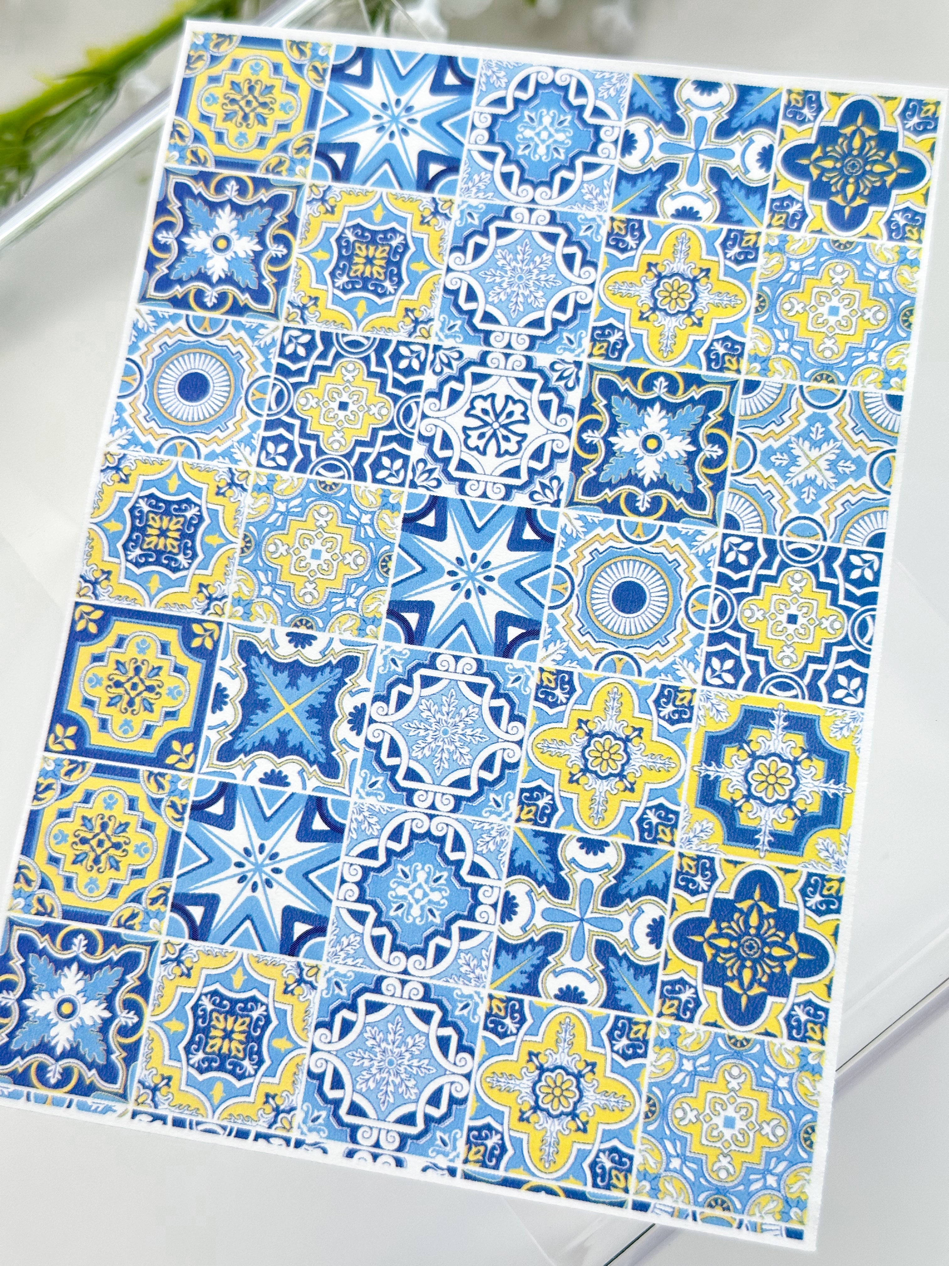 Transfer Paper 325 Blue Tiles | Image Water Transfer – Tera Clay
