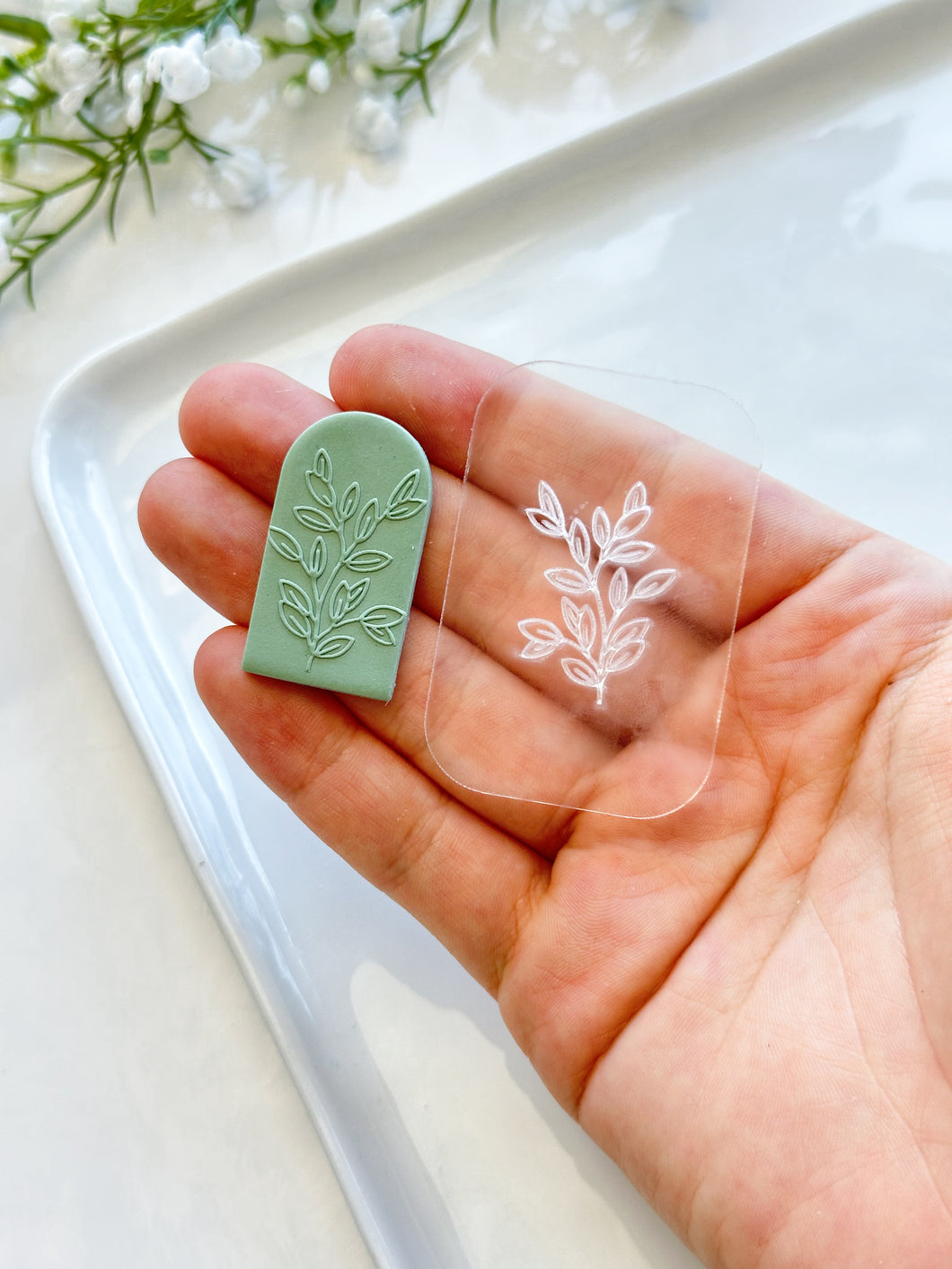 Leafy Vine Acrylic Texture Tile | Acrylic Embossing Stamp
