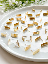 Load image into Gallery viewer, 18K Real Gold Plated Brass Curved Long Rectangle Bar with 316 Surgical Stainless Steel Posts TCJF1115
