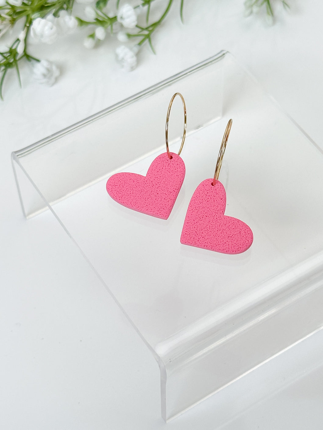 The Hot Pink Heart Hoops (also comes in silver)