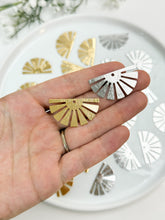 Load image into Gallery viewer, 18K Gold/Platinum Plated Large Half Sun with One Hole
