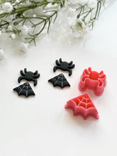 Load image into Gallery viewer, Spider &amp; Web Set Halloween 2025 Polymer Clay Cutter
