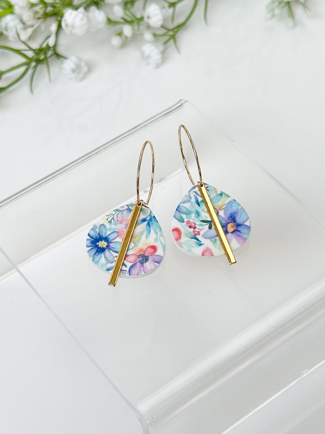 The Colorful Floral Drop Hoops