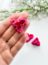 Load image into Gallery viewer, Triple Holly Leaf Polymer Clay Christmas Cutter
