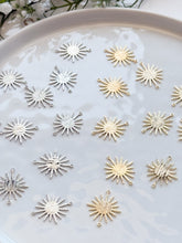 Load image into Gallery viewer, 14K Gold/Real Platinum Plated Textured Large Sun Link Connector with Two Holes
