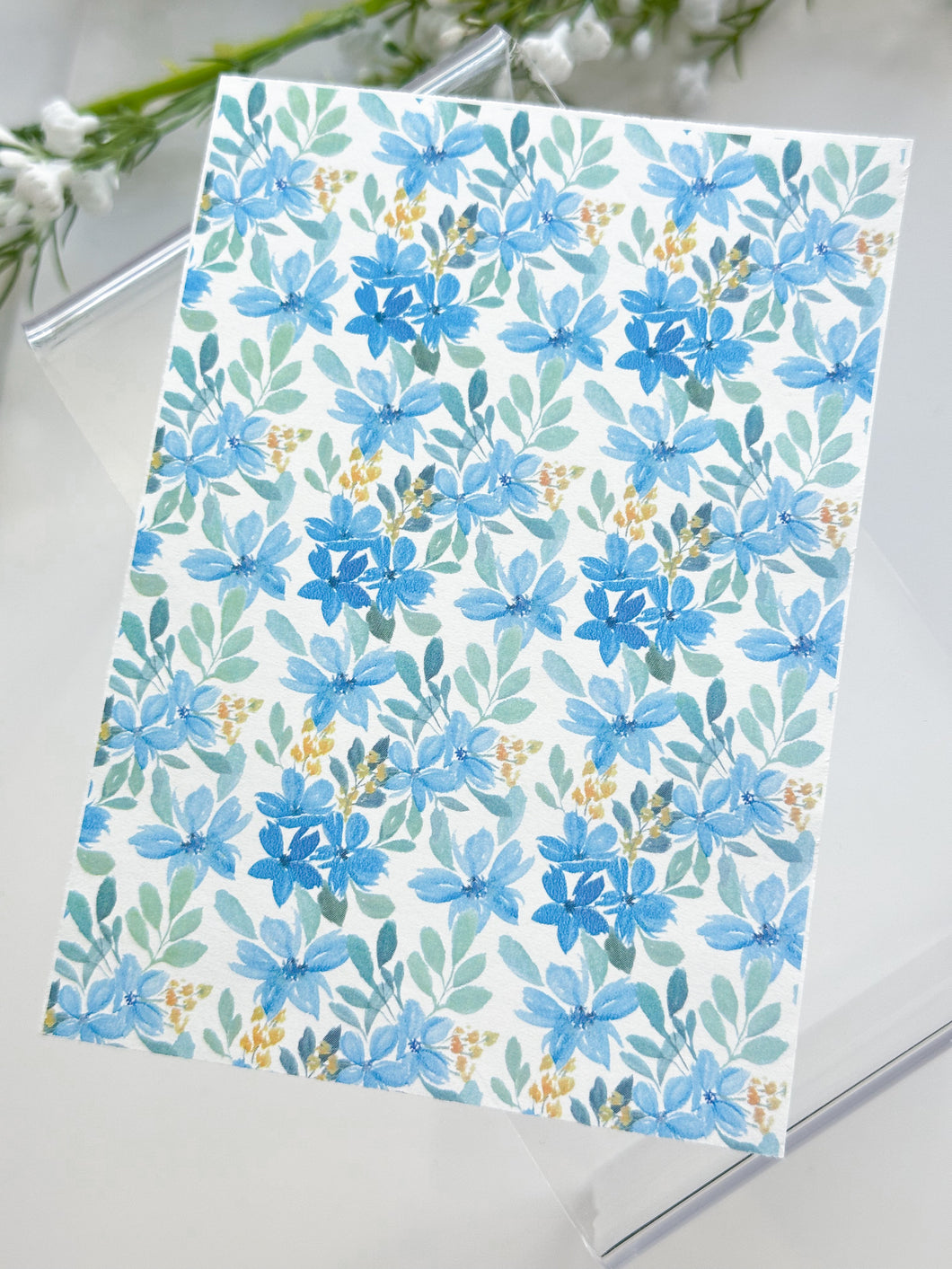 Transfer Paper 265 Blue Watercolor Flowers | Image Water Transfer
