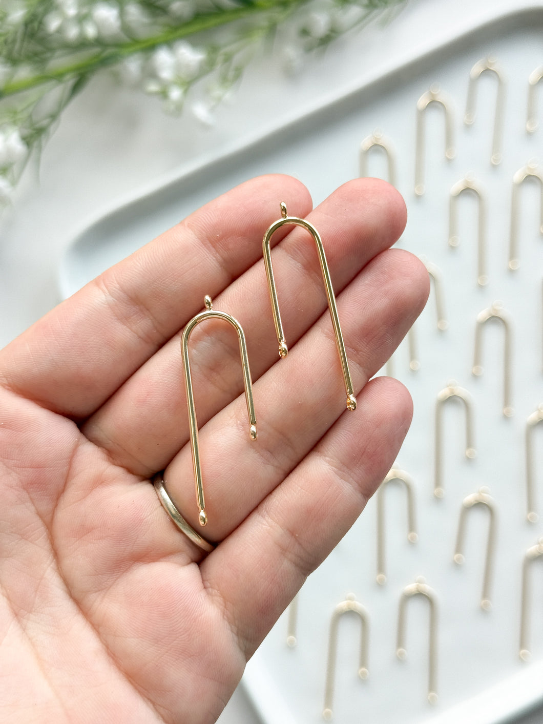 18K Gold Plated Brass Arch Chandelier 3-Loop Connector Link | Nickel Free