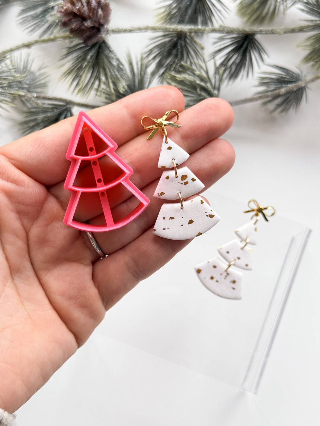 Christmas Tree Rounded Set with Drill Guides Polymer Clay Cutter