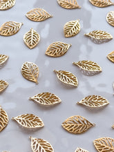 Load image into Gallery viewer, 18K Gold Plated Organic Leaf Pendant with One Hole
