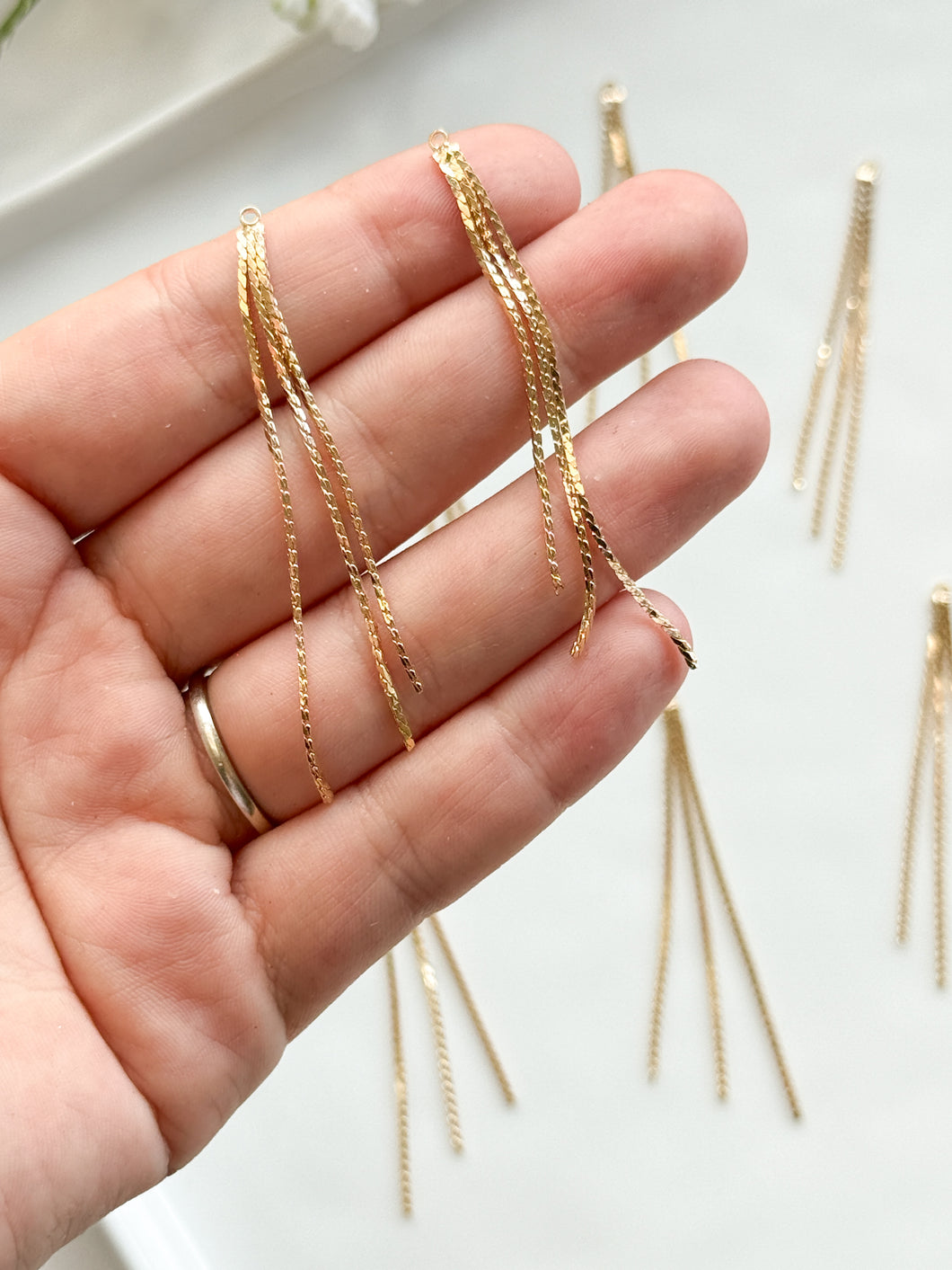 18K Gold Plated Chain Tassel Pendant with One Hole