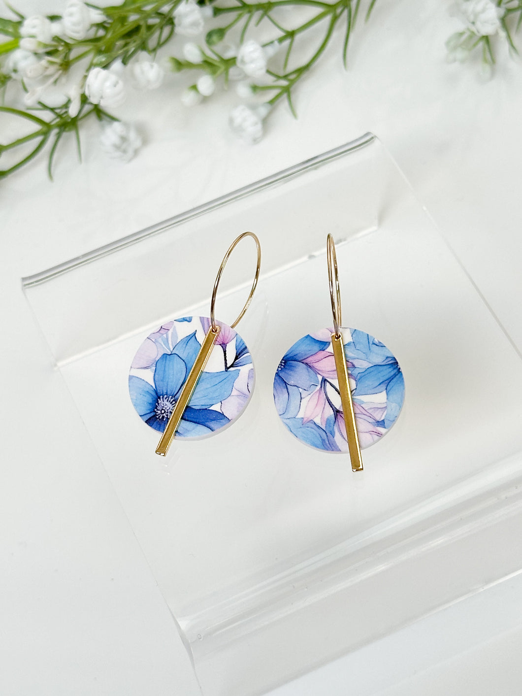 The Blue Floral Round Hoops