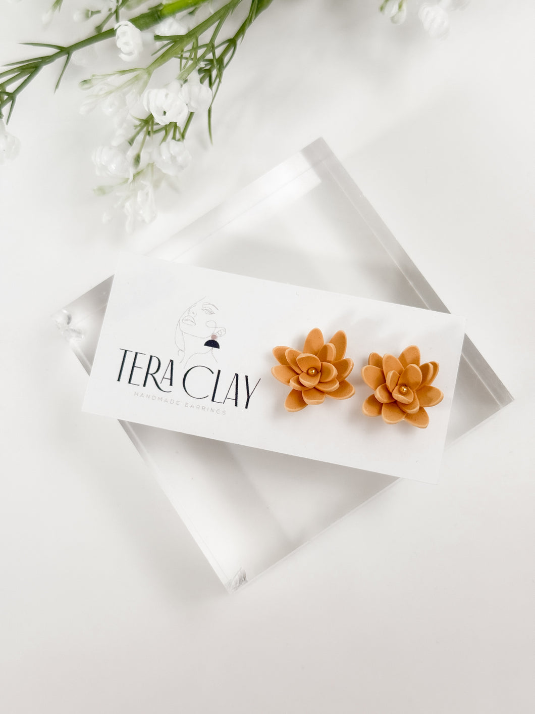 The Statement Flower Studs in Mustard Yellow