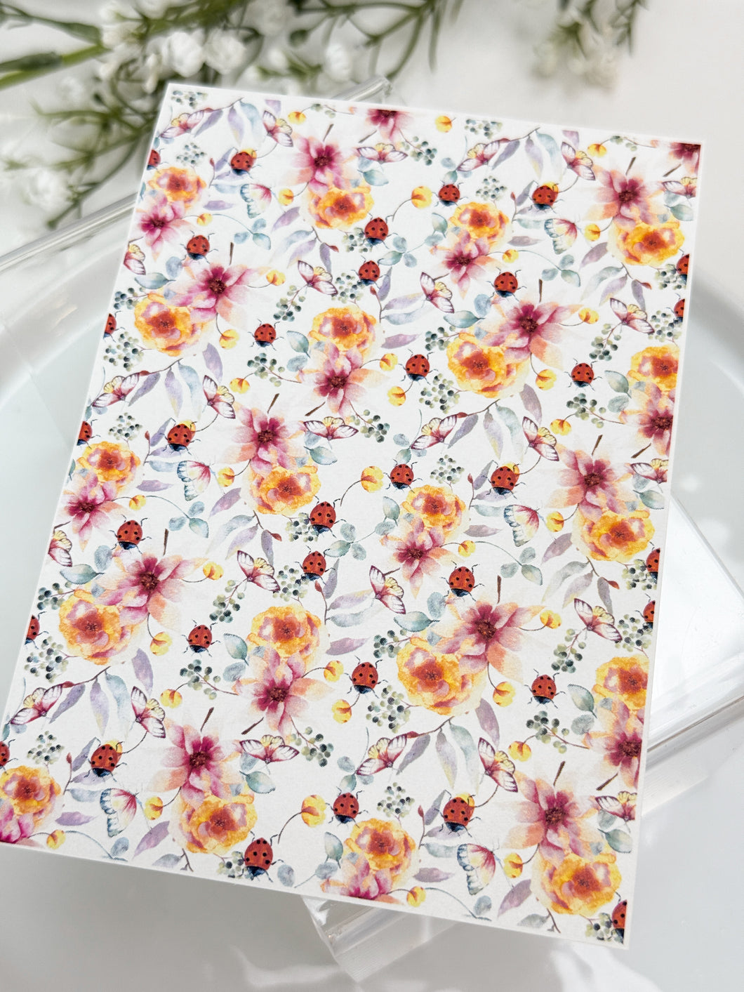 Transfer Paper Sheet 519 Flowers & Ladybugs | Image Water Transfer