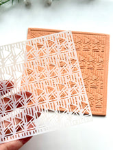 Load image into Gallery viewer, Geometric Clay Stencil Sheet | Reusable Polymer Clay Texture Stencil
