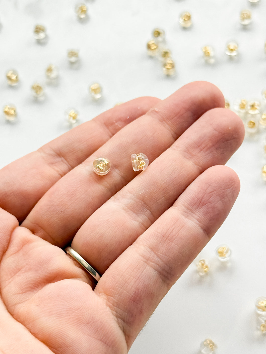 100pcs 18K Gold Plated Silicone Butterfly Earring Backings